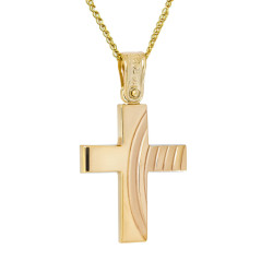 Χρυσός ανδρικός σταυρός με αλυσίδα 14 Καρατίων