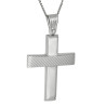 Λευκόχρυσος ανδρικός σταυρός με αλύσιδα 14 Καρατίων