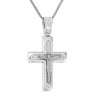 Λευκόχρυσος ανδρικός σταυρός με αλύσιδα 14 Καρατίων