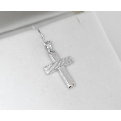 Λευκόχρυσος ανδρικός σταυρός με αλύσιδα 14 Καρατίων