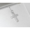 Λευκόχρυσος ανδρικός σταυρός με αλύσιδα 14 Καρατίων