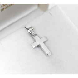 Λευκόχρυσος ανδρικός σταυρός με Αυλίδα 9 Καρατίων