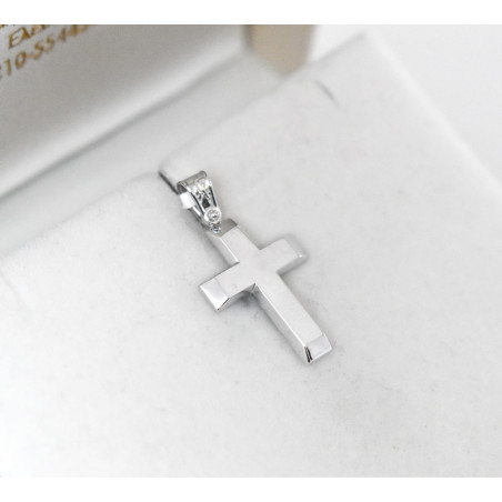 Λευκόχρυσος ανδρικός σταυρός με Αυλίδα 9 Καρατίων