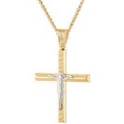 Χρυσός Ανδρικός σταυρός με αλυσίδα 14 Καρατίων