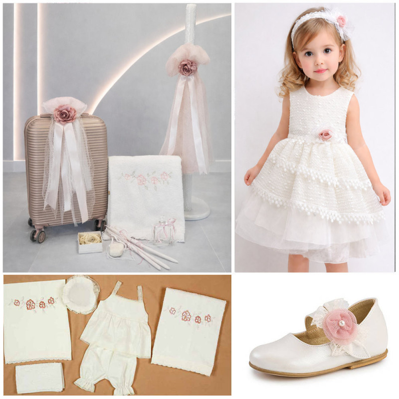 ΠΑΚΕΤΟ ΒΑΠΤΙΣΗΣ ΓΙΑ ΚΟΡΙΤΣΑΚΙ ΤΡΙΑΝΤΑΦΥΛΛΟ ΜΕ ΡΟΥΧΟ LE PETIT PRE