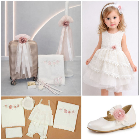 ΠΑΚΕΤΟ ΒΑΠΤΙΣΗΣ ΓΙΑ ΚΟΡΙΤΣΑΚΙ ΤΡΙΑΝΤΑΦΥΛΛΟ ΜΕ ΡΟΥΧΟ LE PETIT PRE