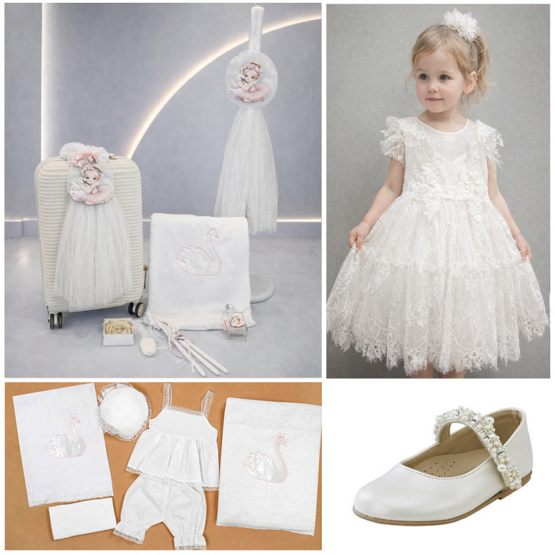 ΠΑΚΕΤΟ ΒΑΠΤΙΣΗΣ ΓΙΑ ΚΟΡΙΤΣΑΚΙ ΜΠΑΛΑΡΙΝΑ ΜΕ ΚΥΚΝΟ ΜΕ ΡΟΥΧΟ Guy Laroche