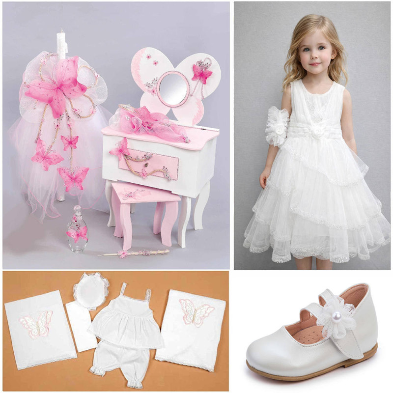 ΠΑΚΕΤΟ ΒΑΠΤΙΣΗΣ ΓΙΑ ΚΟΡΙΤΣΑΚΙ ΠΕΤΑΛΟΥΔΑ Μπουντουάρ ΜΕ ΡΟΥΧΟ LE PETIT PRE