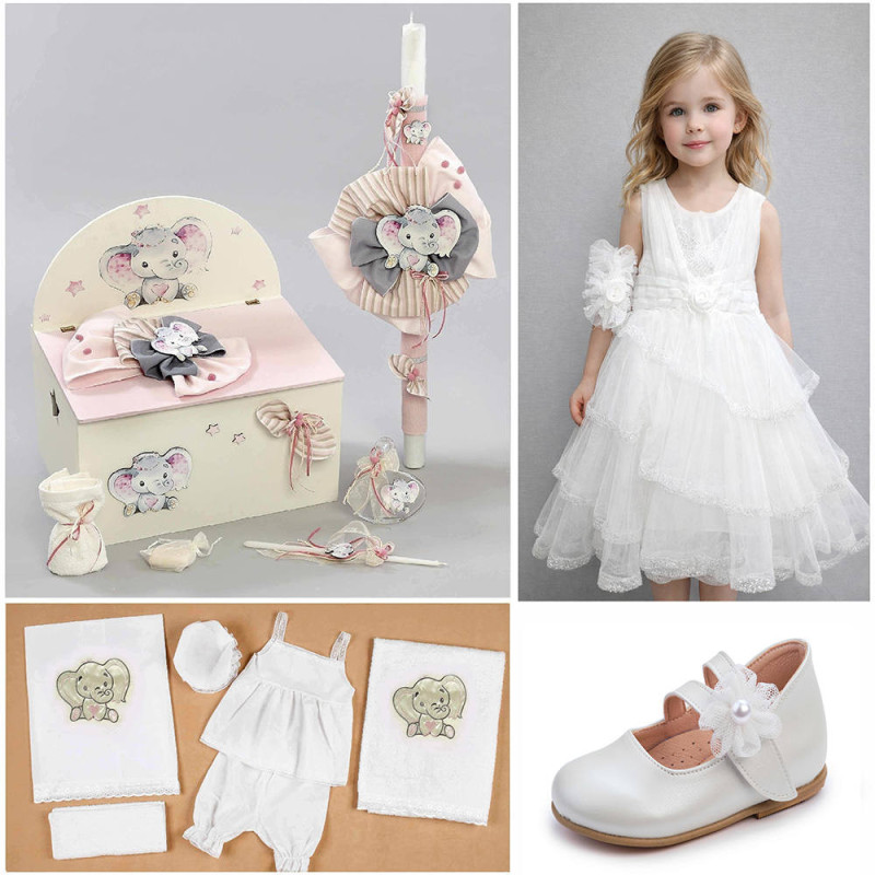 ΠΑΚΕΤΟ ΒΑΠΤΙΣΗΣ ΓΙΑ ΚΟΡΙΤΣΑΚΙ ΕΛΕΦΑΝΤΑΚΙ ΜΕ ΡΟΥΧΟ LE PETIT PRE