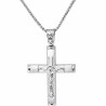 Λευκόχρυσος ανδρικός σταυρός με αλύσιδα 14 Καρατίων