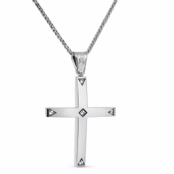 Λευκόχρυσος γυναικείος Σταυρός Με Αλυσίδα 14 Καρατίων