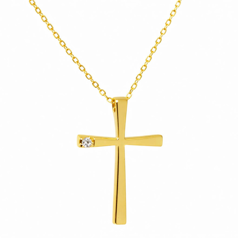 Χρυσος γυναικείος Σταυρός Με Αλυσίδα 9 Καρατίων