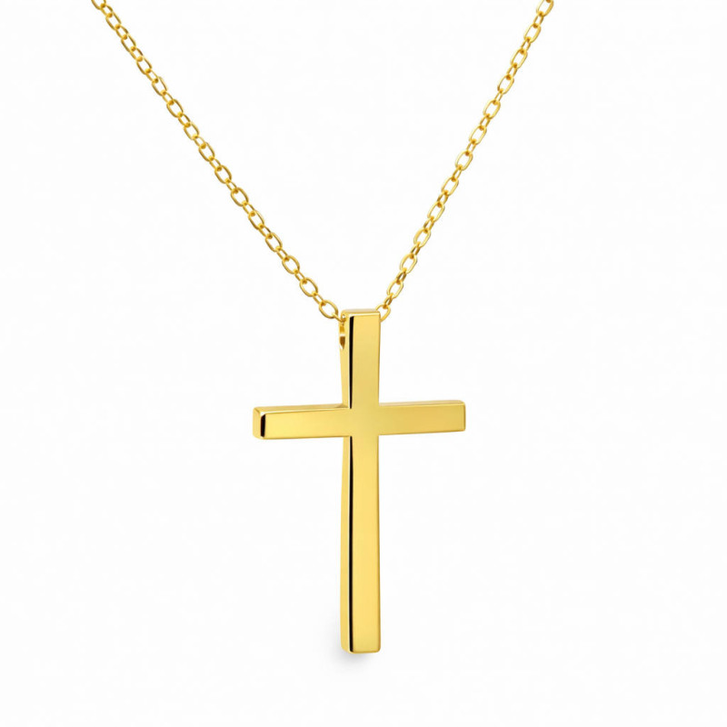 χρυσος γυναικείος Σταυρός Με Αλυσίδα 9 Καρατίων