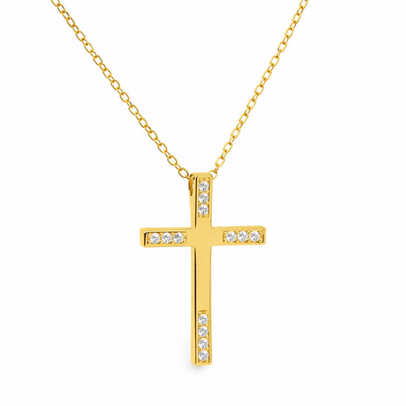 Χρυσος γυναικείος Σταυρός Με Αλυσίδα 9 Καρατίων