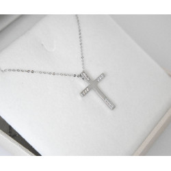 Λευκόχρυσος γυναικείος Σταυρός Με Αλυσίδα 9 Καρατίων