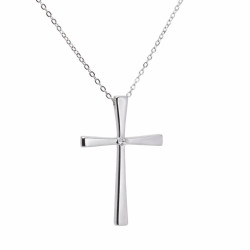 Λευκόχρυσος γυναικείος Σταυρός Με Αλυσίδα 9 Καρατίων