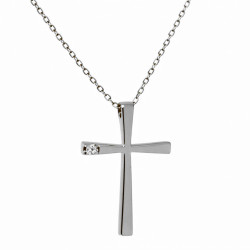 Λευκόχρυσος γυναικείος Σταυρός Με Αλυσίδα 9 Καρατίων