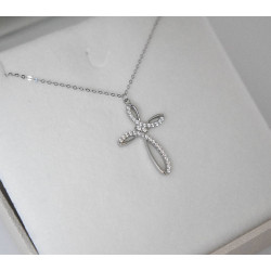 Λευκόχρυσος γυναικείος Σταυρός Με Αλυσίδα 9 Καρατίων