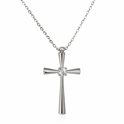 Λευκόχρυσος γυναικείος Σταυρός Με Αλυσίδα 9 Καρατίων