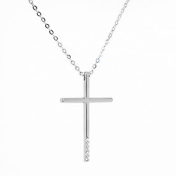 Λευκόχρυσος γυναικείος Σταυρός Με Αλυσίδα 9 Καρατίων