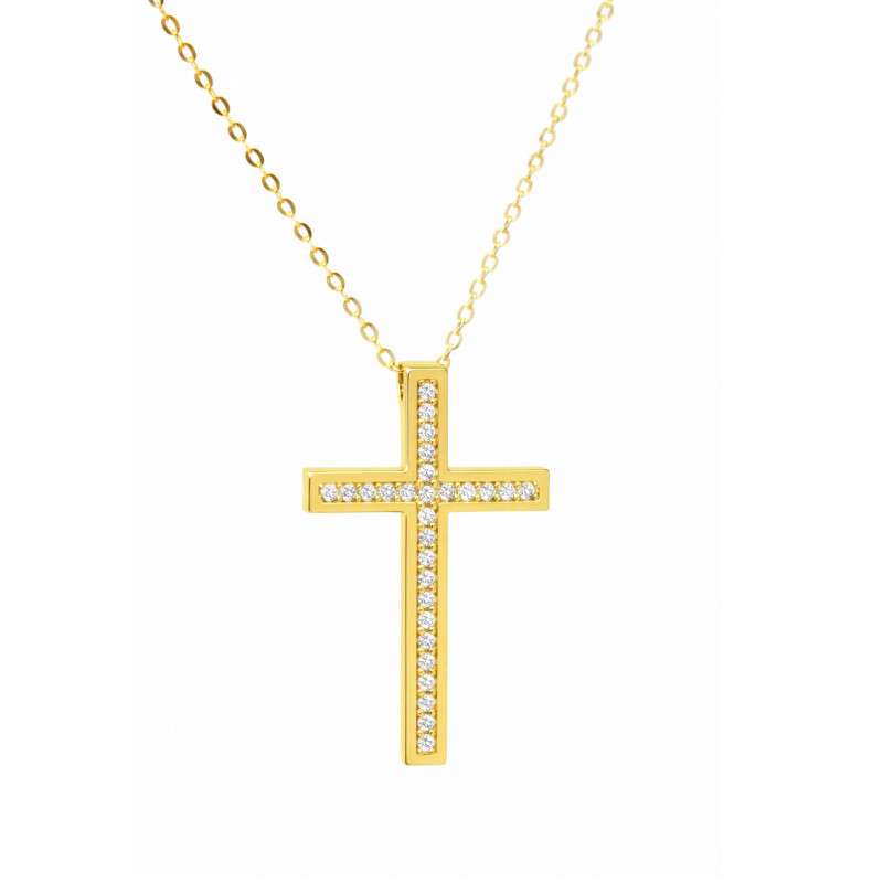 Χρυσος γυναικείος Σταυρός Με Αλυσίδα 9 Καρατίων