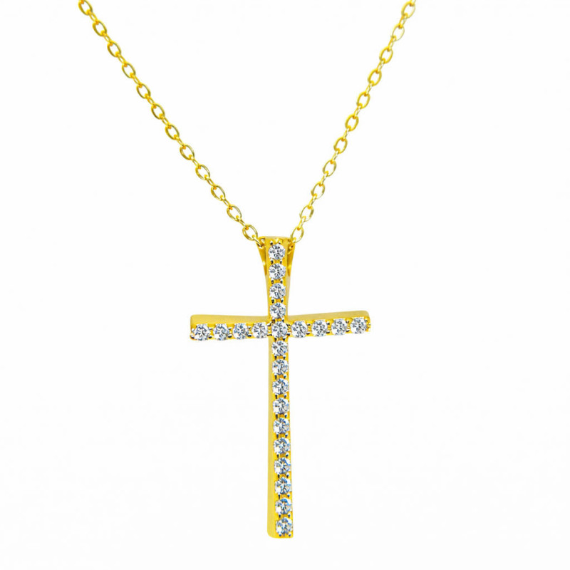 Χρυσος γυναικείος Σταυρός Με Αλυσίδα 9 Καρατίων