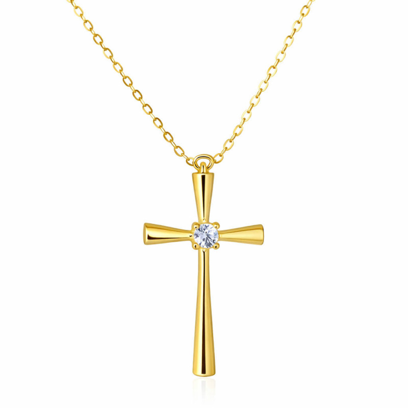 Χρυσος γυναικείος Σταυρός Με Αλυσίδα 9 Καρατίων