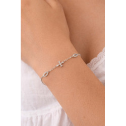 Βραχιόλι από λευκόχρυσο 9 καρατίων με σταυρουδάκι