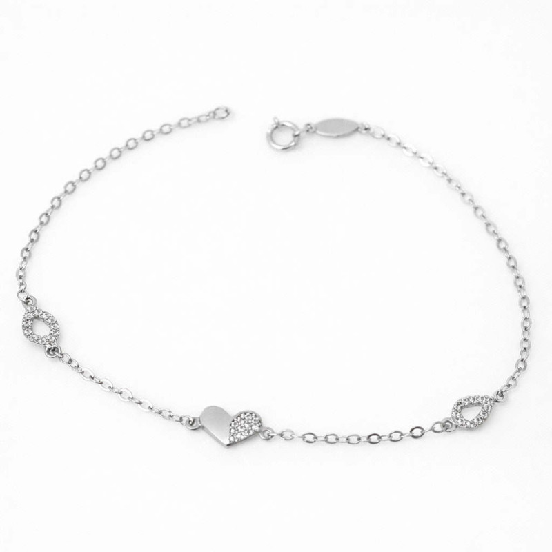 Βραχιόλι από λευκόχρυσο 9 καρατίων με σταυρουδάκι