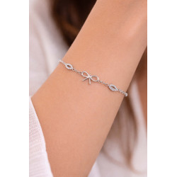 Βραχιόλι από λευκόχρυσο 9 καρατίων με Φιογκάκι