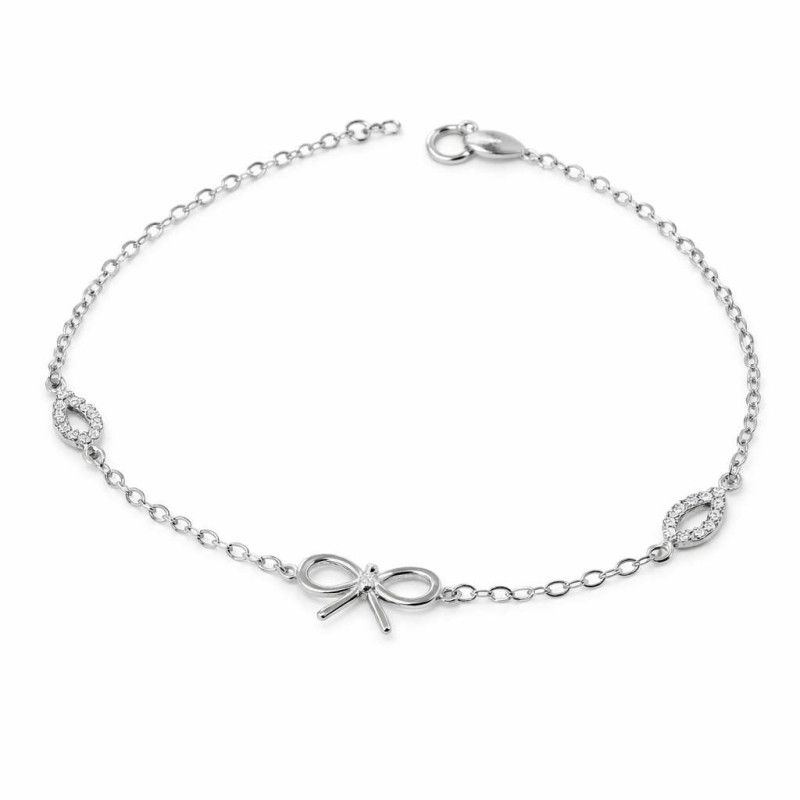 Βραχιόλι από λευκόχρυσο 9 καρατίων με Φιογκάκι