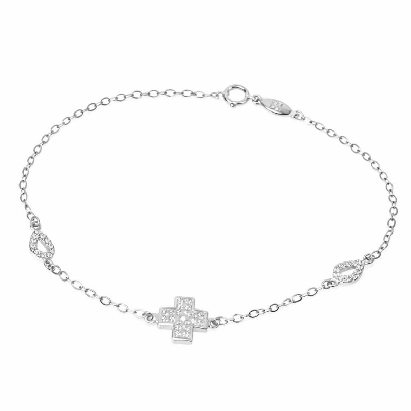 Βραχιόλι από λευκόχρυσο 9 καρατίων με Σταυρουδάκι