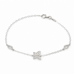 Βραχιόλι από λευκόχρυσο 9 καρατίων με σταυρουδάκι