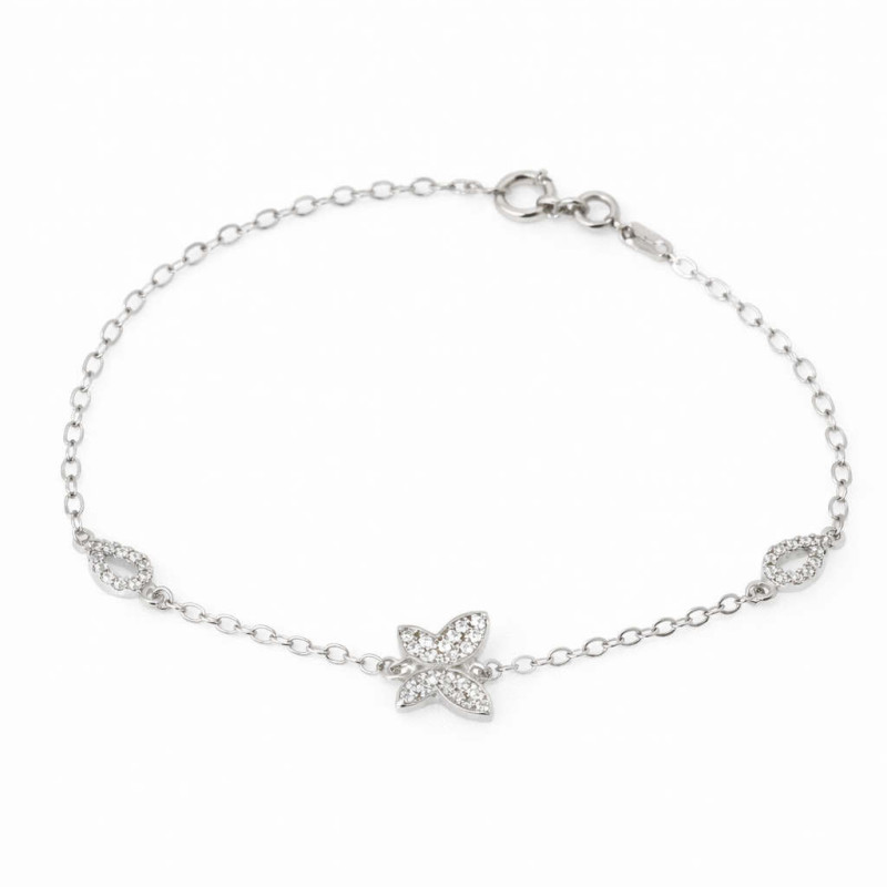 Βραχιόλι από λευκόχρυσο 9 καρατίων με σταυρουδάκι
