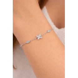 Βραχιόλι από λευκόχρυσο 9 καρατίων με σταυρουδάκι