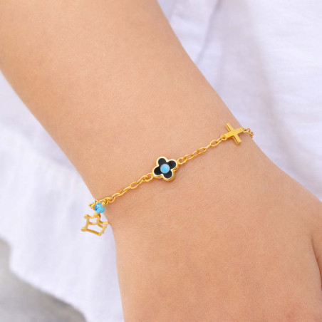 Βραχιόλι χρυσός 9 καρατίων με πεταλούδα, ματάκι, σταυρουδάκι