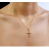 Χρυσός γυναικείος σταυρός με διαμάντια και αλυσίδα 14 Καρατίων