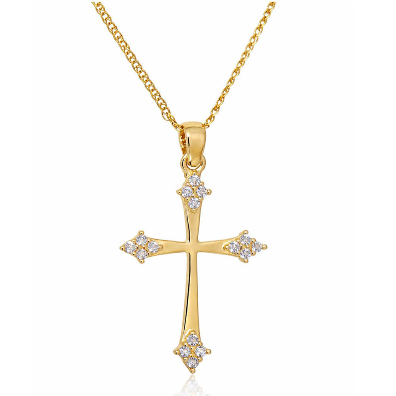 Χρυσός γυναικείος σταυρός με αλυσίδα 14 Καρατίων