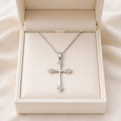 Λευκόχρυσος γυναικείος σταυρός 14 Καρατίων