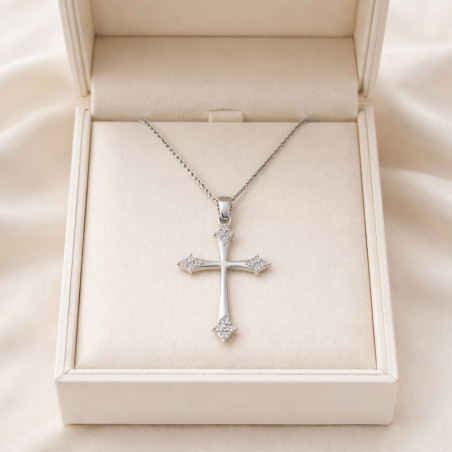 Λευκόχρυσος γυναικείος σταυρός 14 Καρατίων