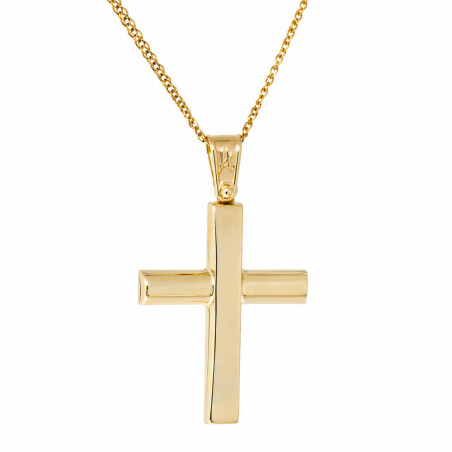 Χρυσός Ανδρικός σταυρός με αλυσίδα 14 Καρατίων