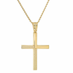 Χρυσός Ανδρικός σταυρός με αλυσίδα 14 Καρατίων