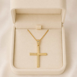 Χρυσός Ανδρικός σταυρός με αλυσίδα 14 Καρατίων