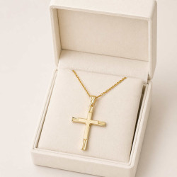 Χρυσός Ανδρικός σταυρός με αλυσίδα 14 Καρατίων