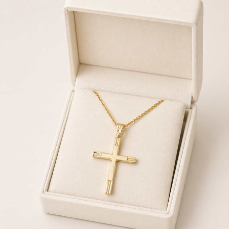 Χρυσός Ανδρικός σταυρός με αλυσίδα 14 Καρατίων