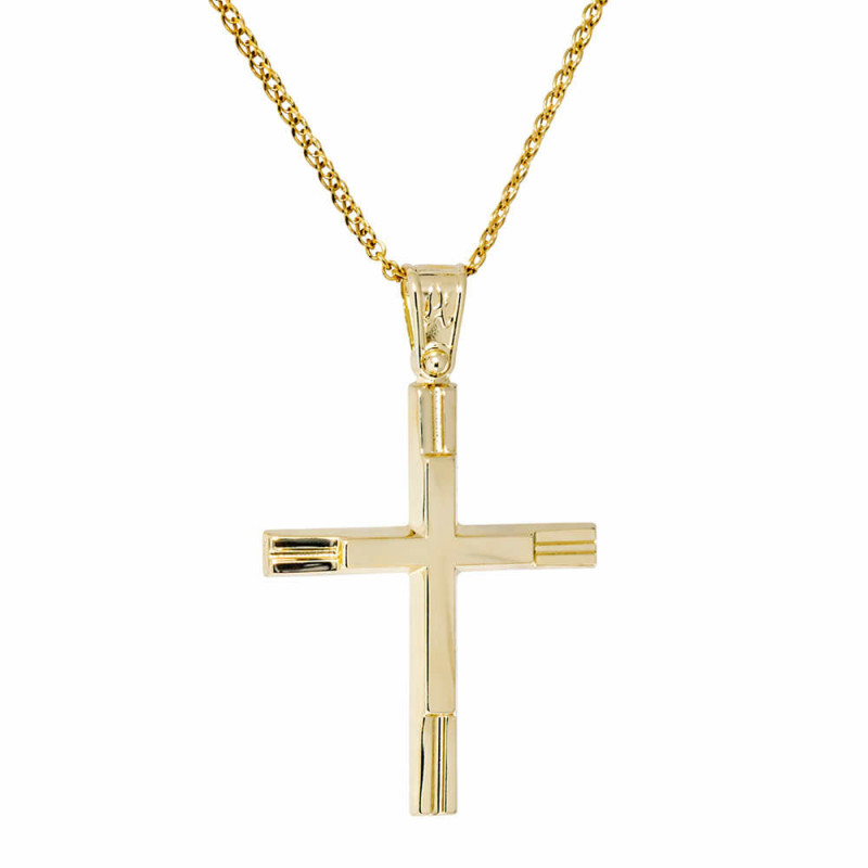 Χρυσός Ανδρικός γυναικείος σταυρός με αλυσίδα 14 Καρατίων