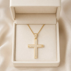Χρυσός Ανδρικός σταυρός με αλυσίδα 14 Καρατίων