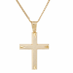 Χρυσός Ανδρικός γυναικείος σταυρός με αλυσίδα 14 Καρατίων