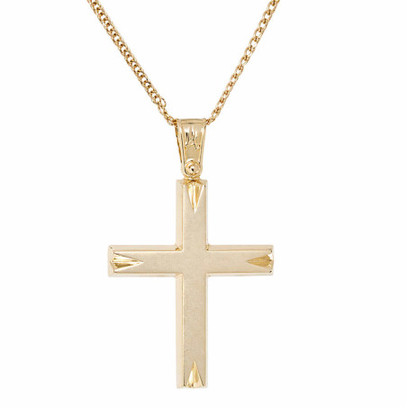 Χρυσός Ανδρικός γυναικείος σταυρός με αλυσίδα 14 Καρατίων