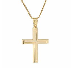 Χρυσός Ανδρικός γυναικείος σταυρός με αλυσίδα 14 Καρατίων